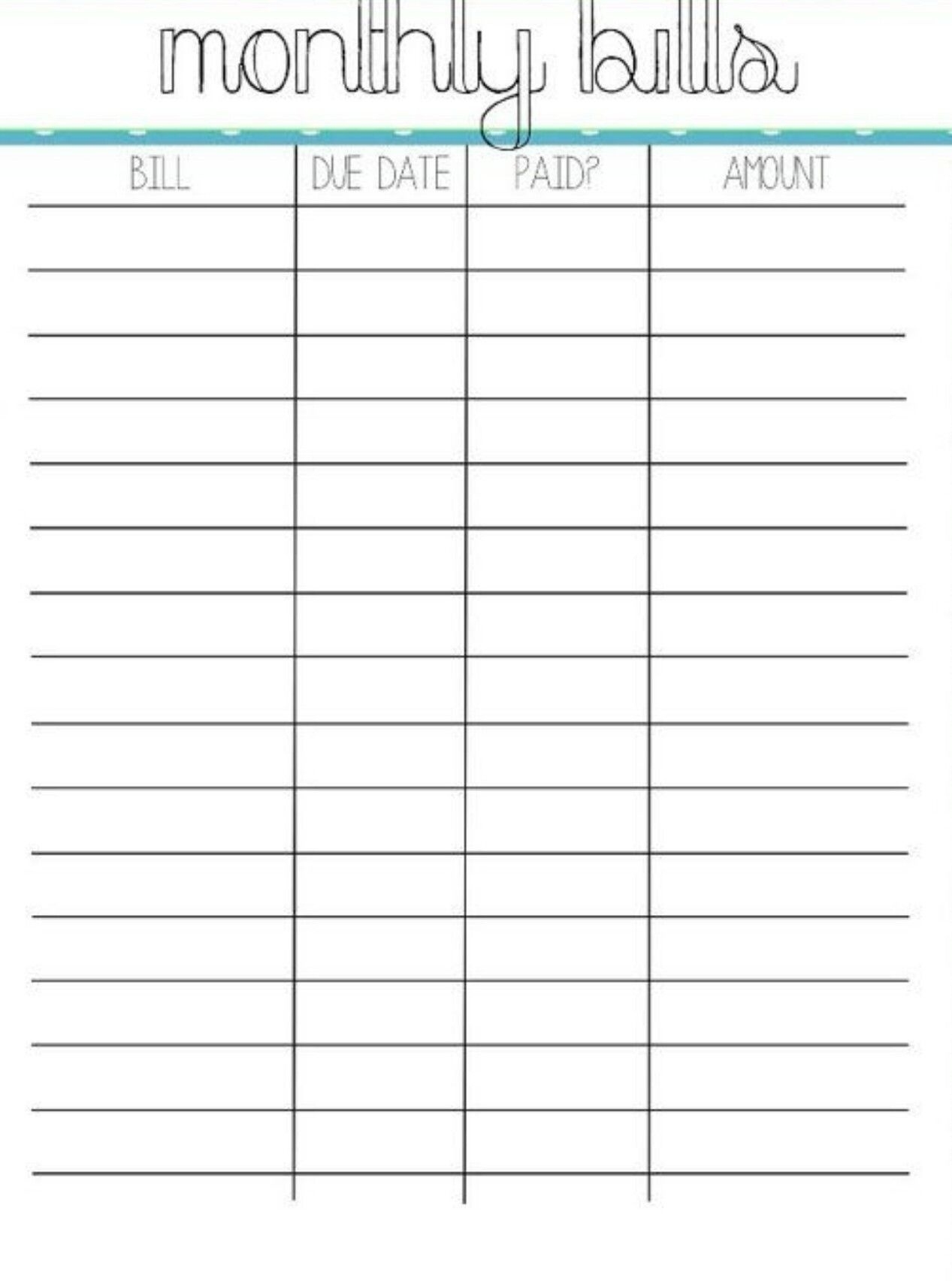 Cute Printable Bill Organizer