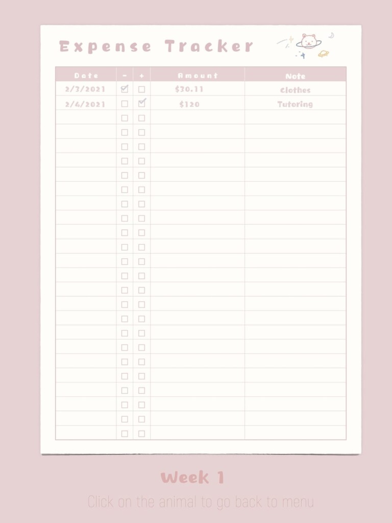 Cute Printable Expense Tracker Isseix
