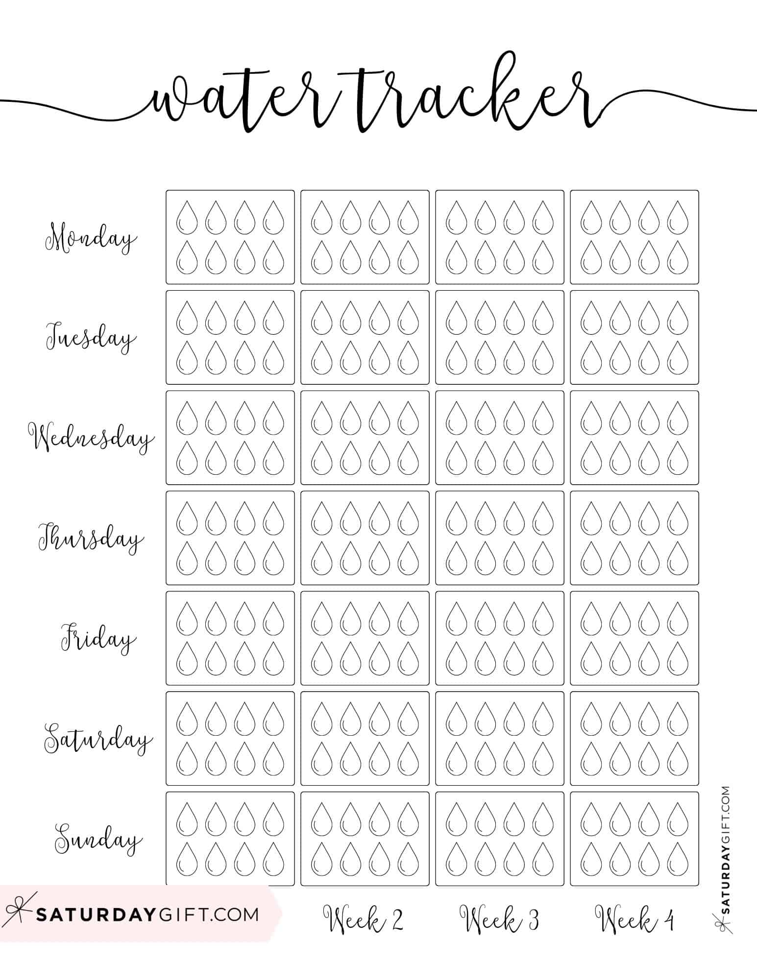 Cute Water Tracker Printable Keep Track Of Your Daily Water Intake