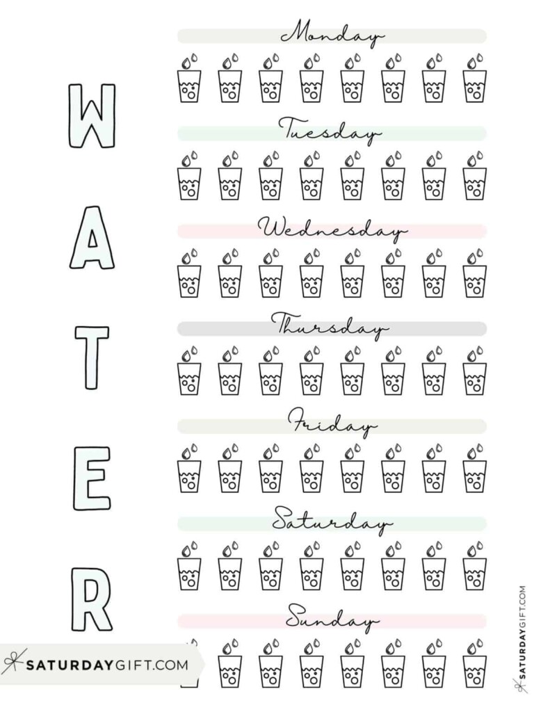 Cute Water Tracker Printable Keep Track Of Your Daily Water Intake