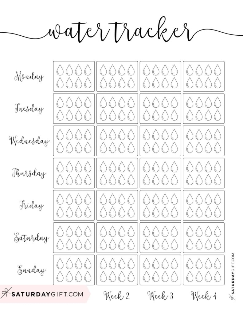 Cute Water Tracker Printable Keep Track Of Your Daily Water Intake