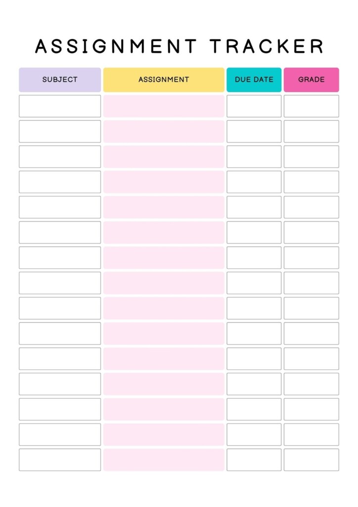Cute Weekly Homework Planner Template