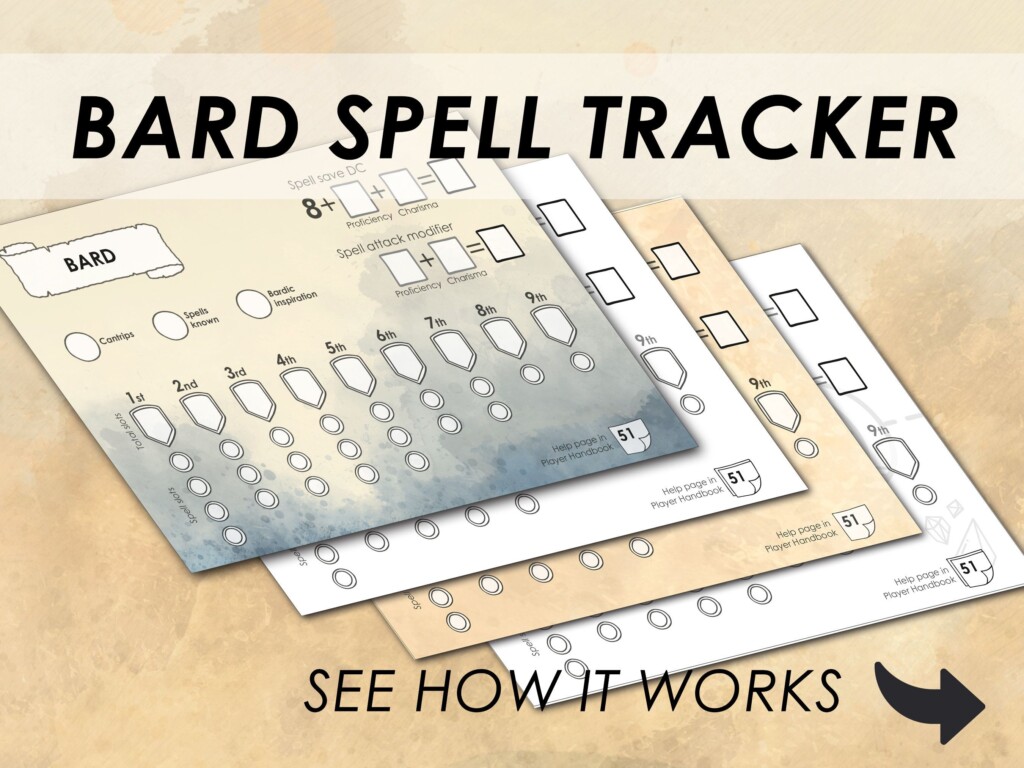 D D 5e Bard Spell Slot Tracker Download And Print Dungeons And Dragons 