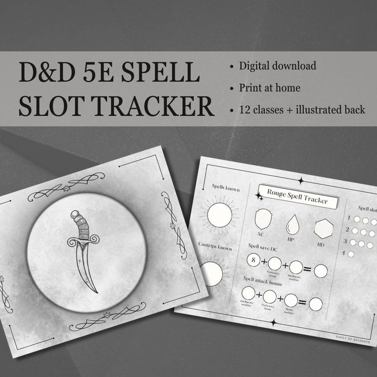 D D 5e Printable Spell Slot Trackers Digital Download Dungeons And 