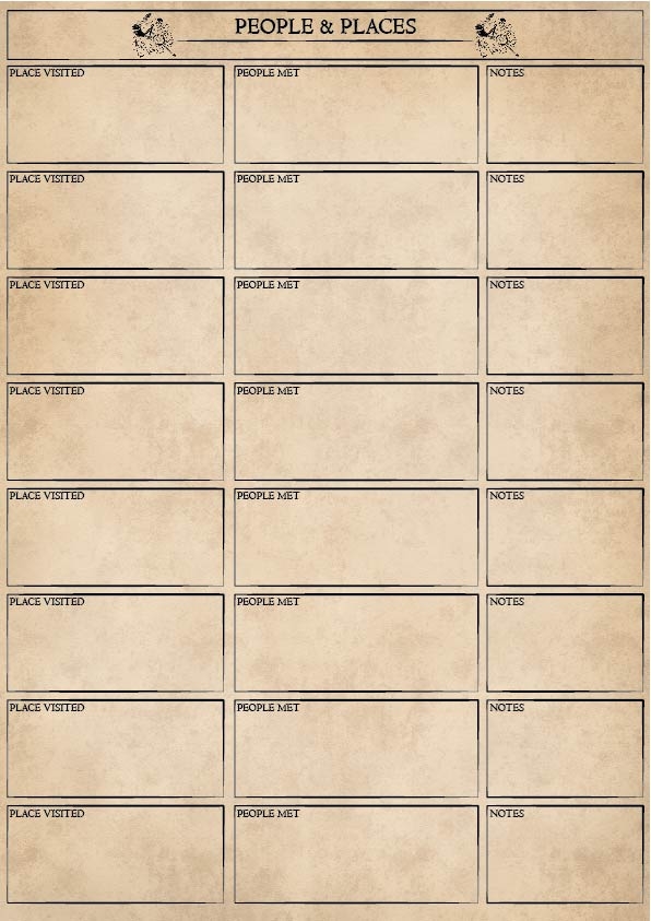D D Party Inventory Sheet ANGRY GOLEM GAMES