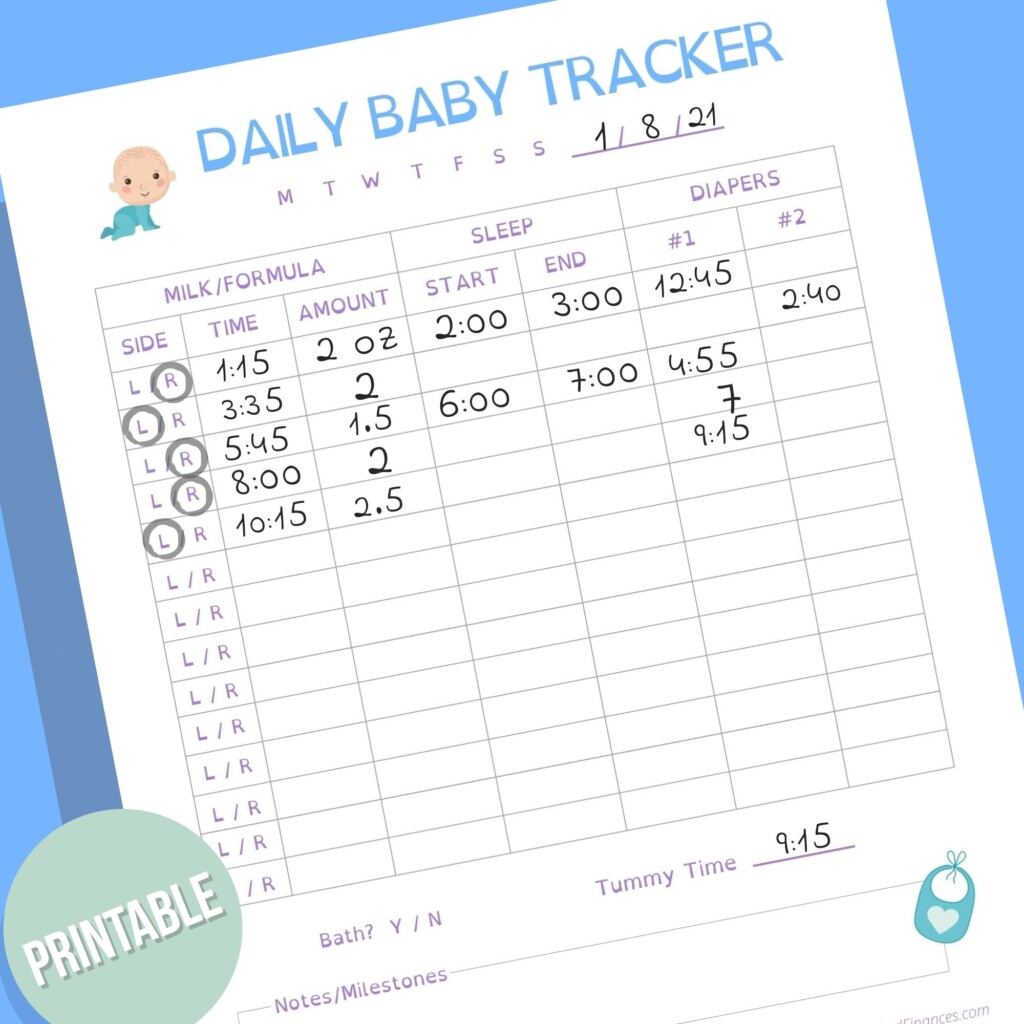 Daily Baby Boy Tracker Log Printable Instant Download Etsy Espa a