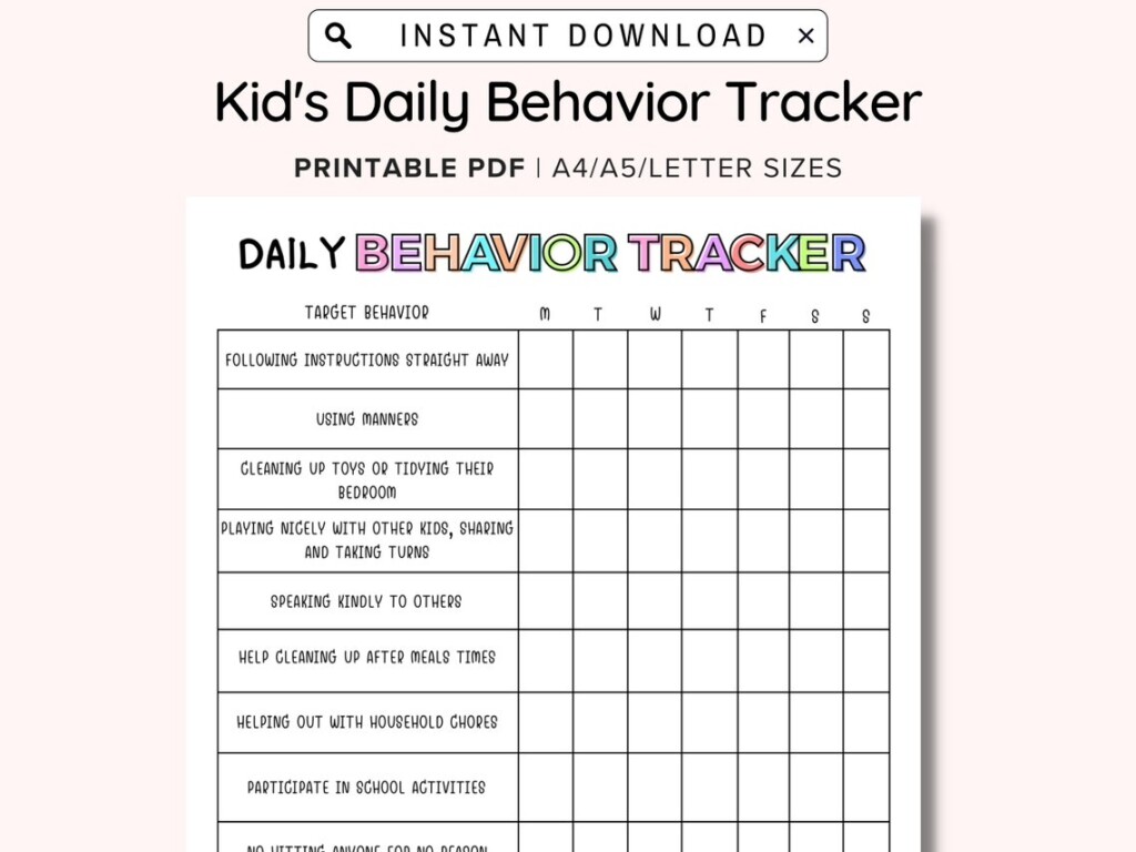 Daily Behavior Chart Pdf 42 Printable Behavior Chart Templates for 