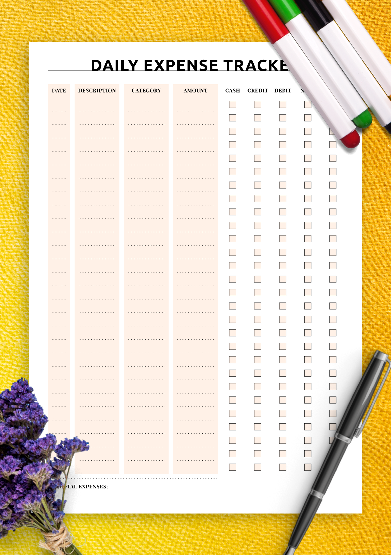 Daily Expense Tracker Free Printable Printable Templates