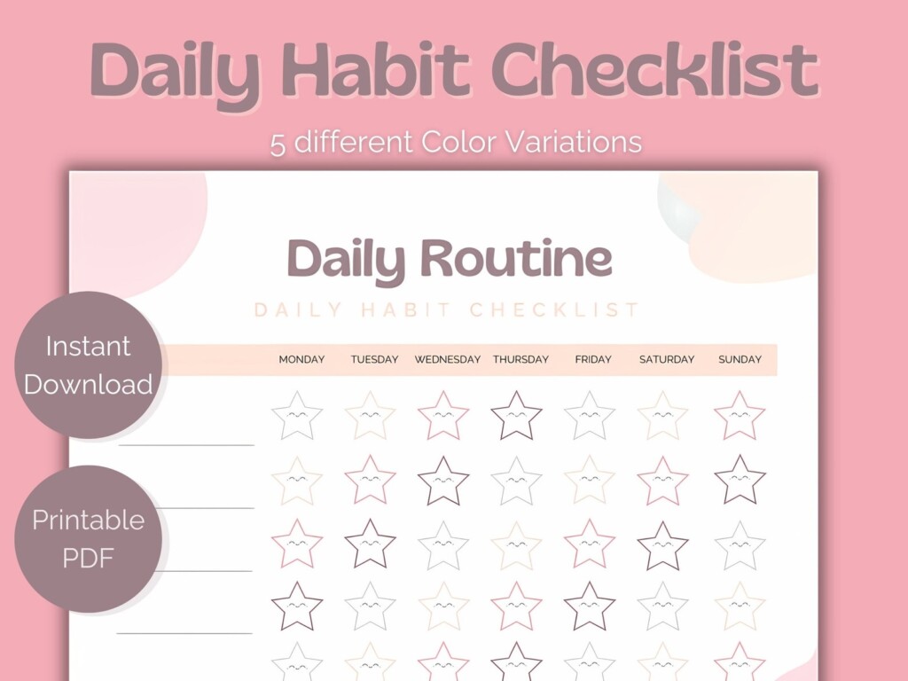 Daily Habit Checklist Daily Routine Checklist Daily Routine Tracker 