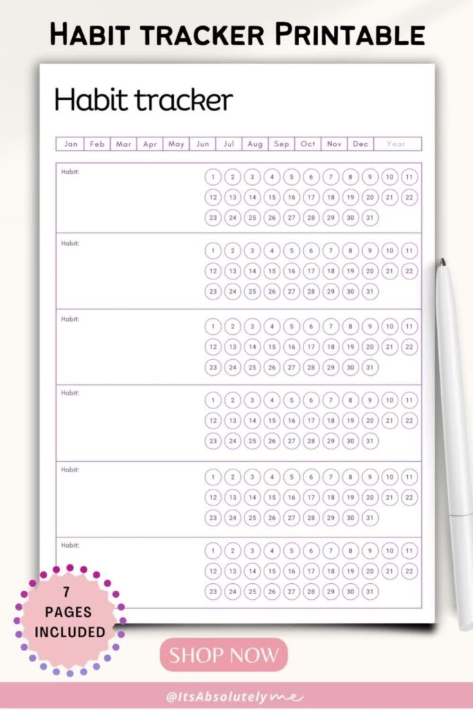 Daily Habit Tracker Printable Habit Tracker Printable Habit Etsy De 