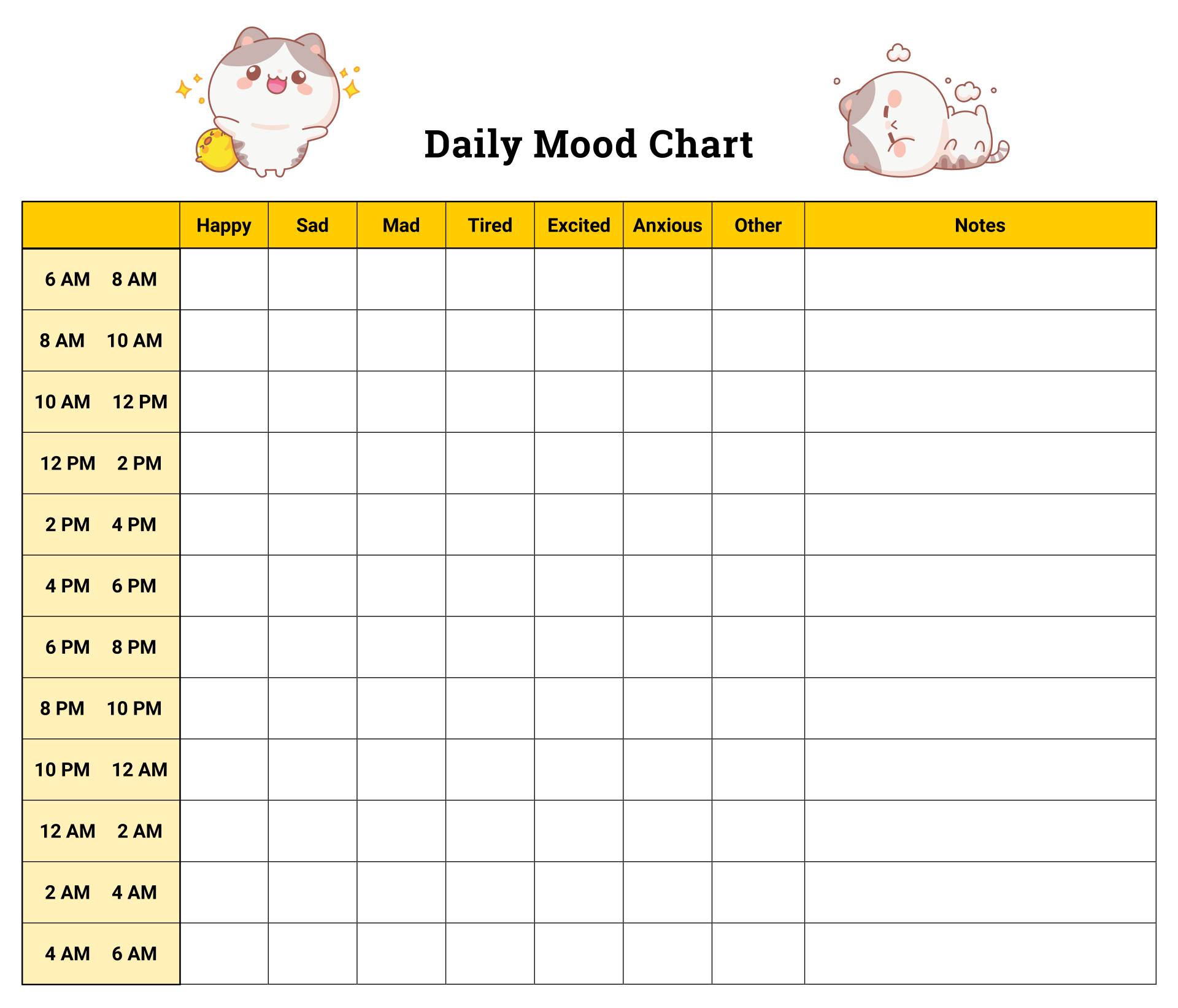 Daily Mood Chart 10 Free PDF Printables Printablee
