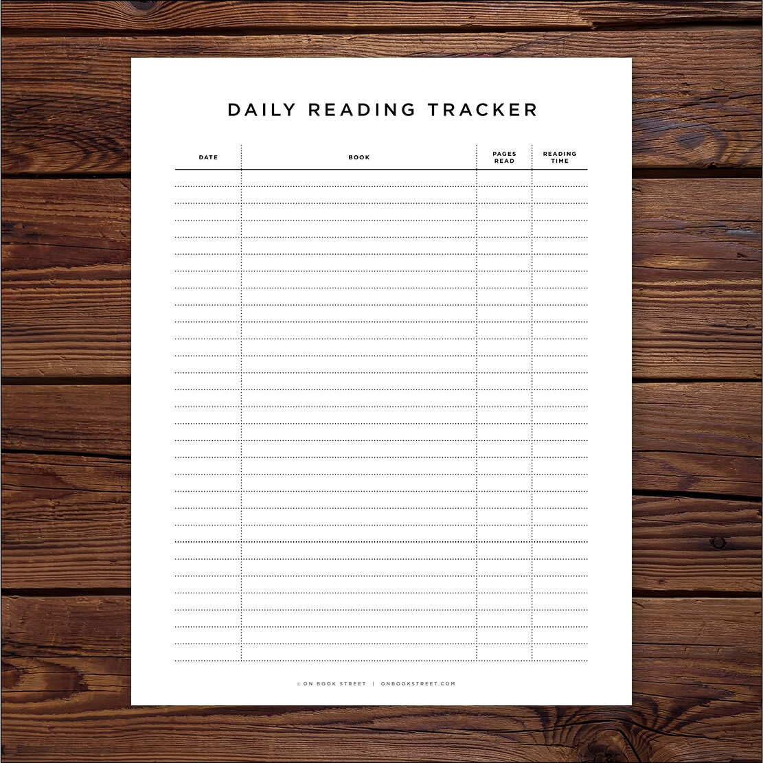 Daily Reading Tracker Printable On Book Street