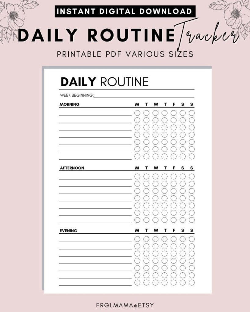 Daily Routine Planner Printable Routine Checklist Morning Routine 