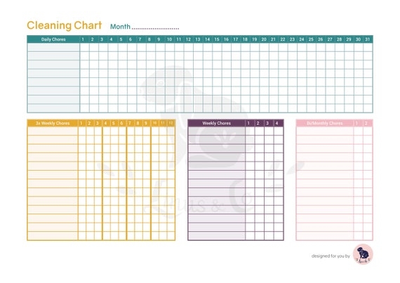 Daily Weekly Monthly Cleaning Chart Cleaning Chart Printable Daily