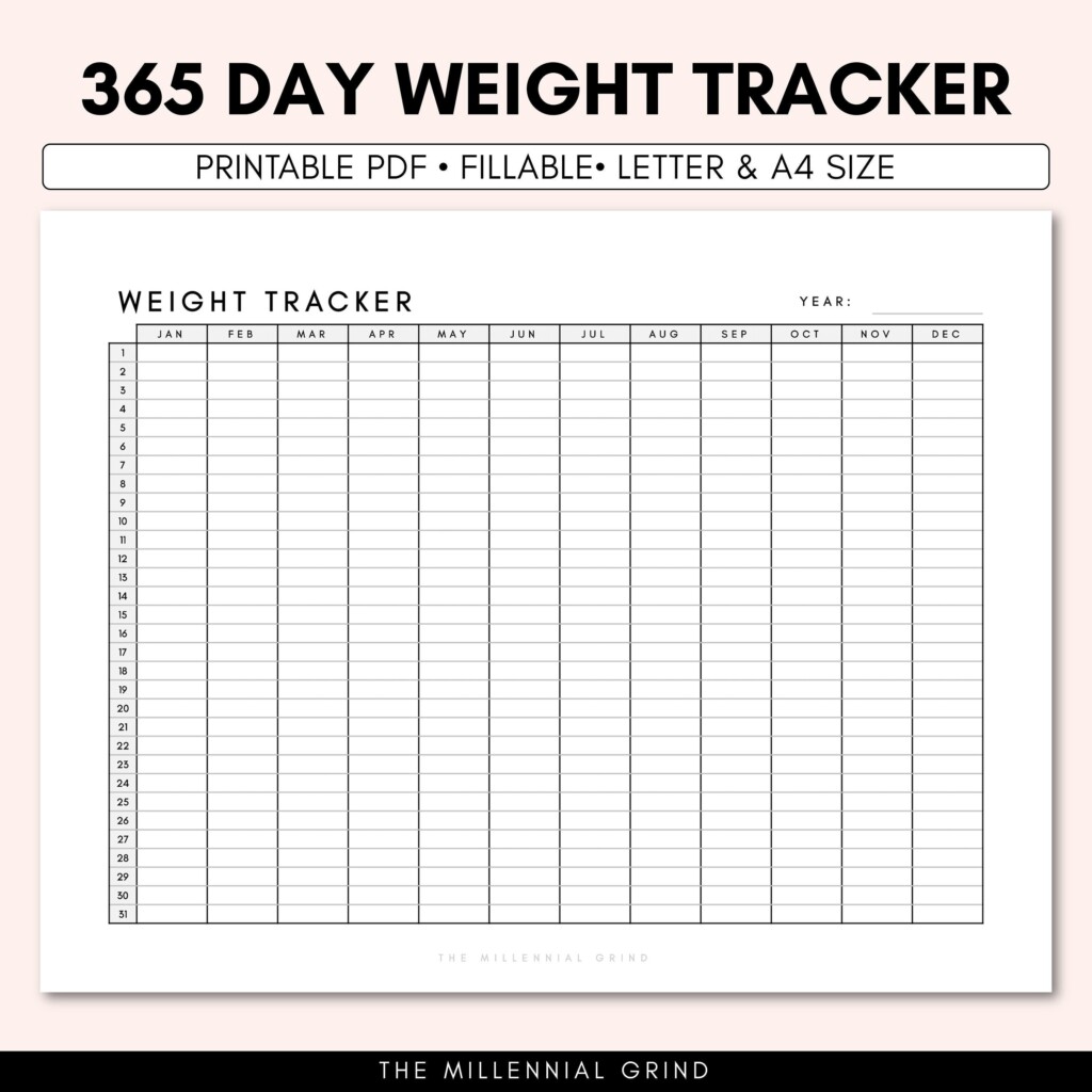 Daily Weight Tracker 365 Day Weight Tracker Weight Tracker Printable 