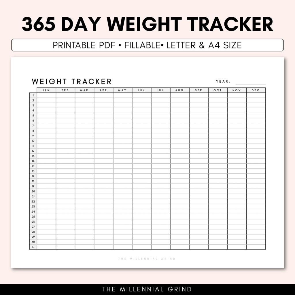 Daily Weight Tracker 365 Day Weight Tracker Weight Tracker Printable 