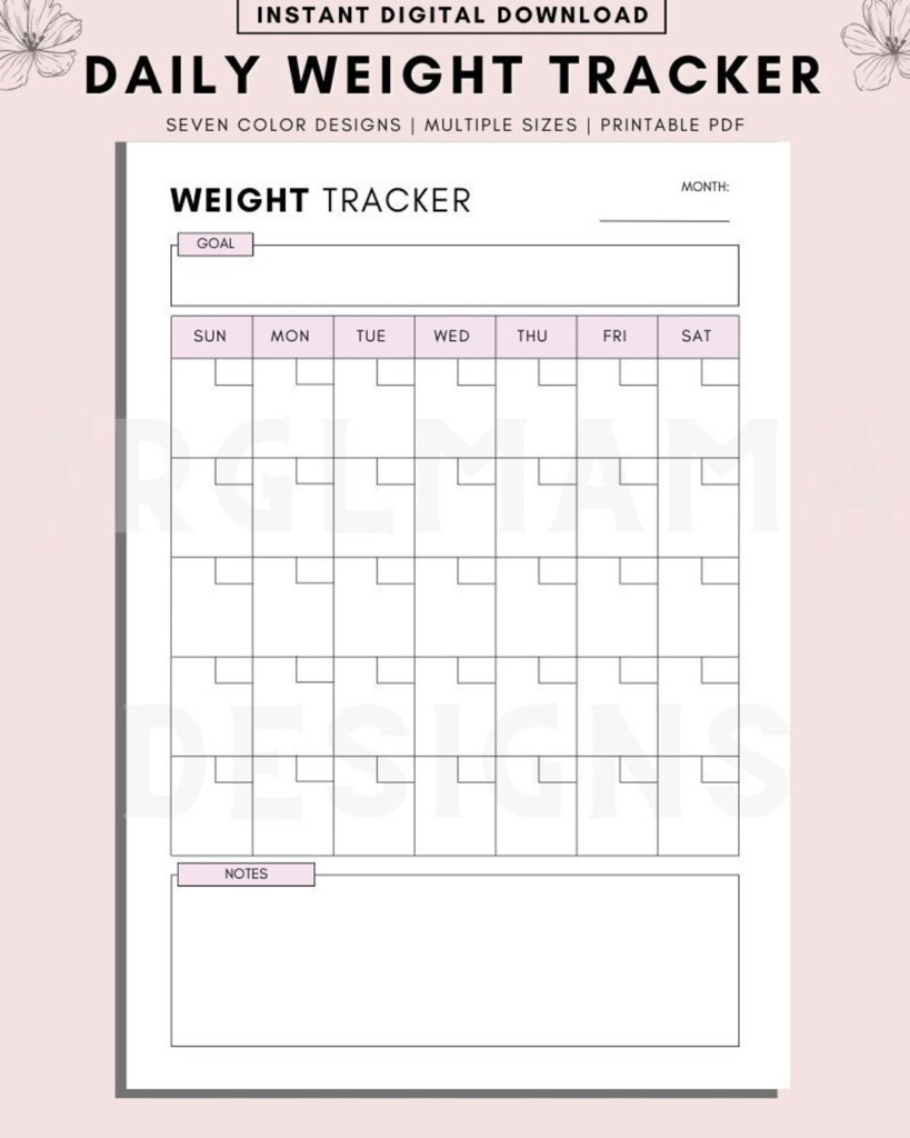 Daily Weight Tracker Printable Your Essential Tool For Weight 