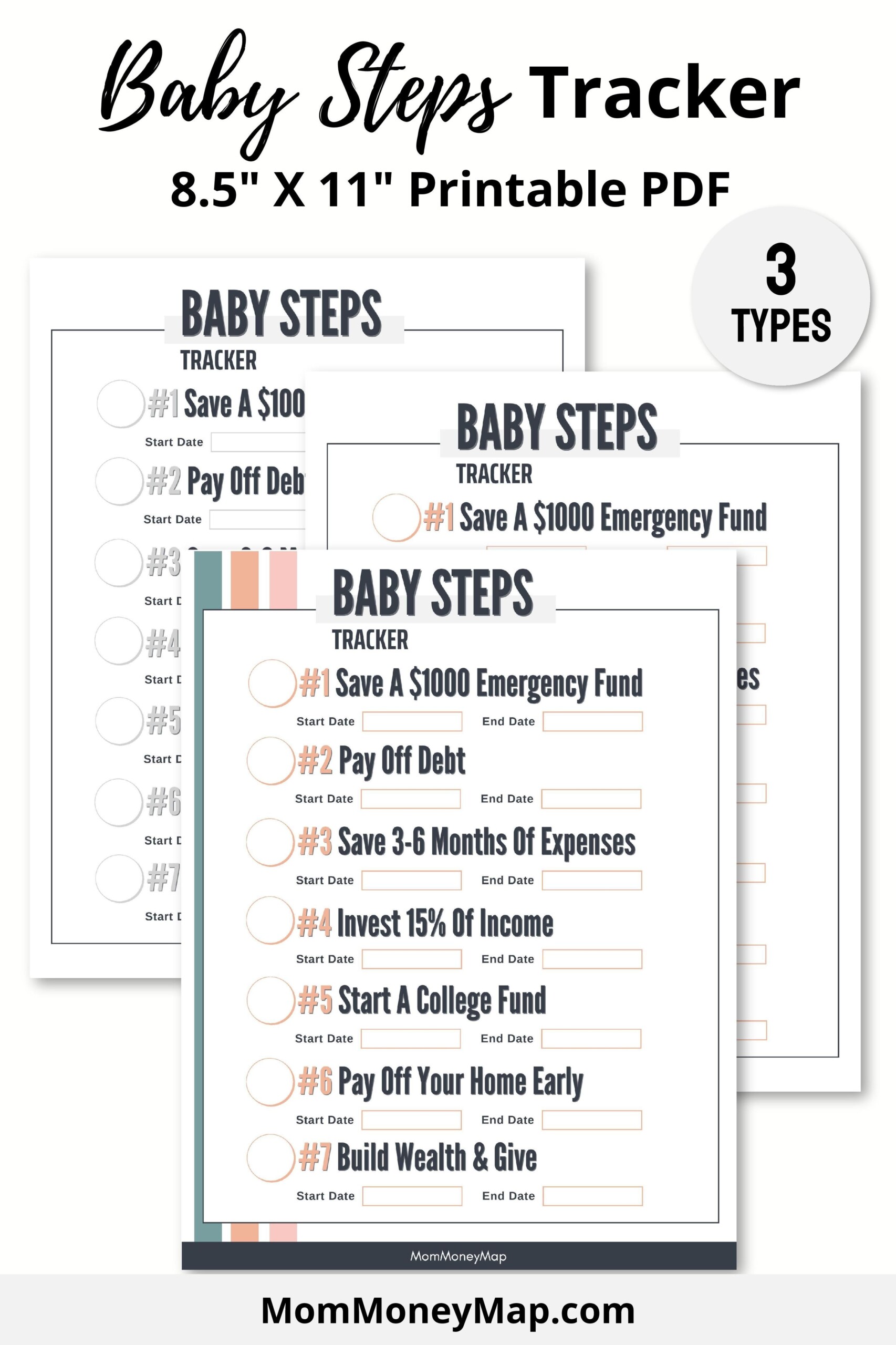 Dave Ramsey Baby Steps Tracker Steps 1 7 Printable PDF Dave Ramsey