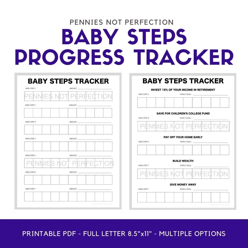 Debt Free Baby Steps Tracker Dave Ramsey Baby Steps 1 7 Printable PDF 