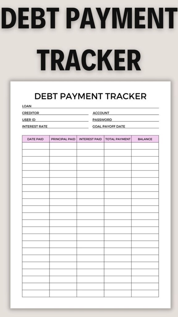 Debt Payment Tracker Printable