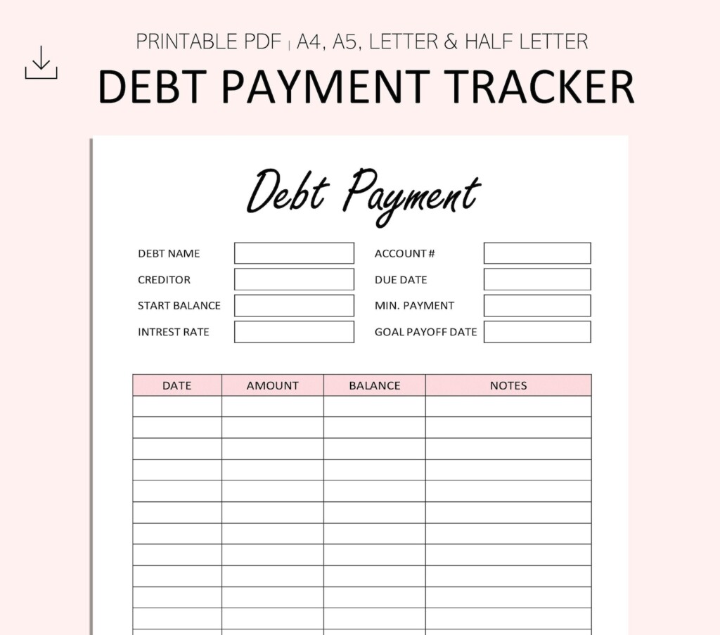 Debt Payment Tracker Printable Debt Payoff Planner Debt Etsy
