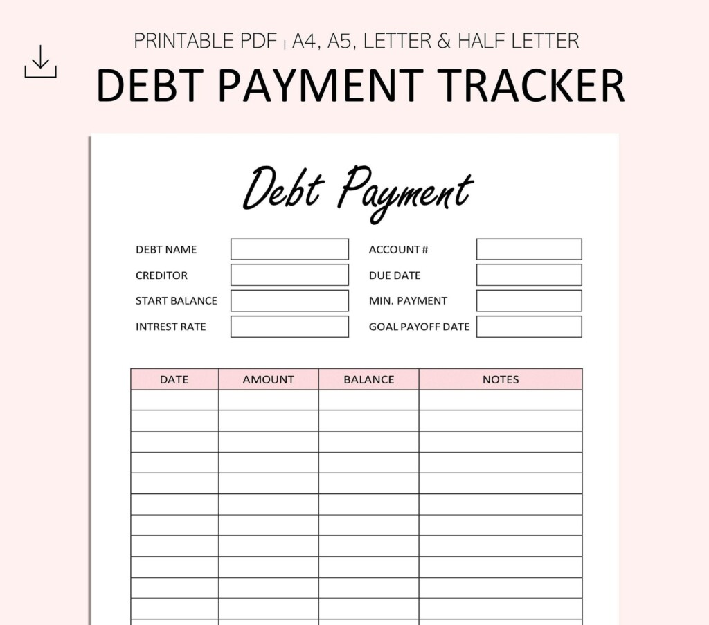 Debt Payment Tracker Printable Debt Payoff Planner Debt Etsy
