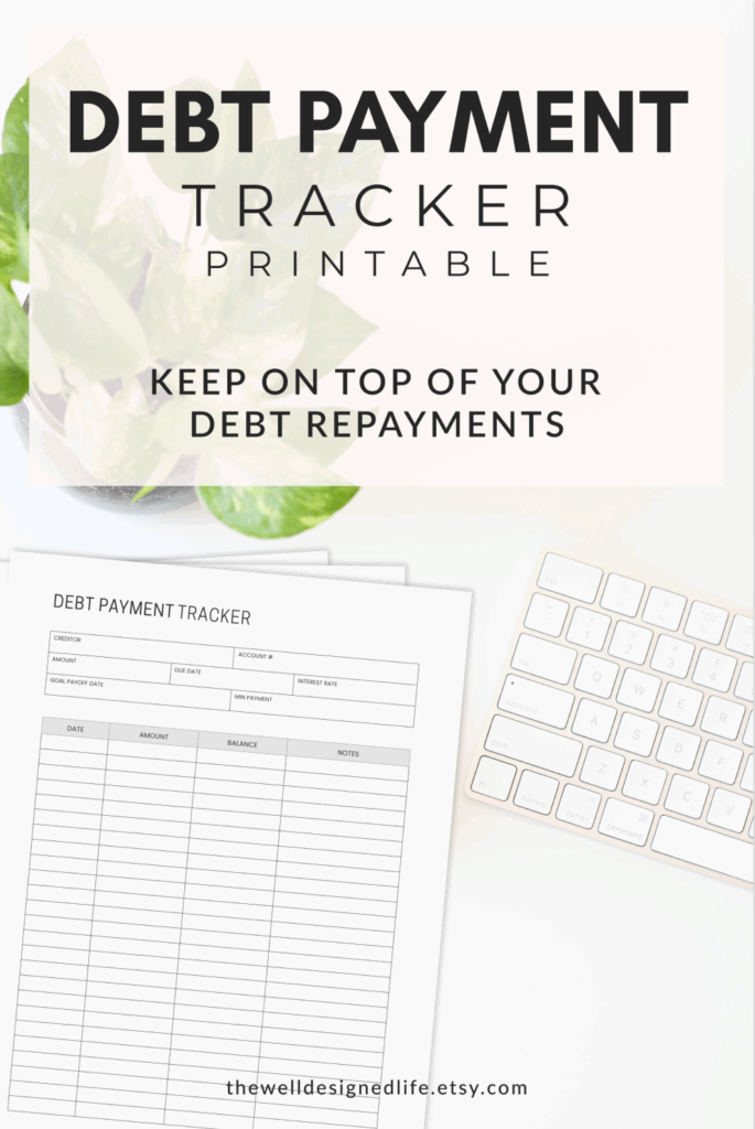 Debt Payment Tracker Printable Debt Payoff Planner Debt Snowball Plan 