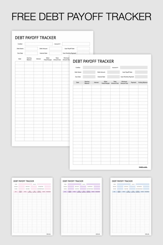 Debt Payoff Tracker Free Printable Digital Template