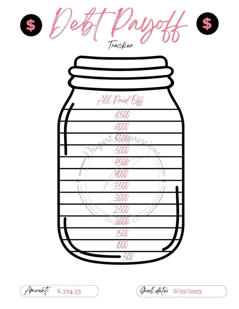 Debt Payoff Tracker Jar Printable Debt Payoff Tracker Coloring Sheets 