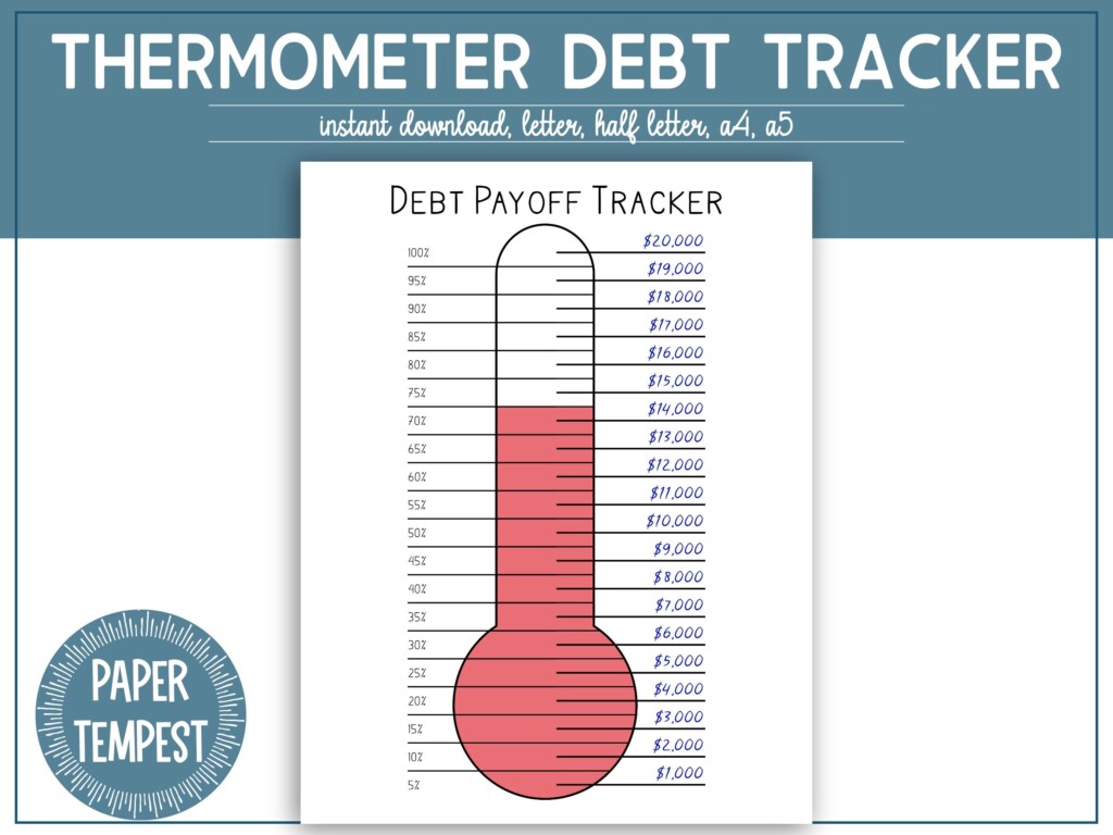 Debt Payoff Tracker Printable Debt Thermometer Tracker PDF Debt 