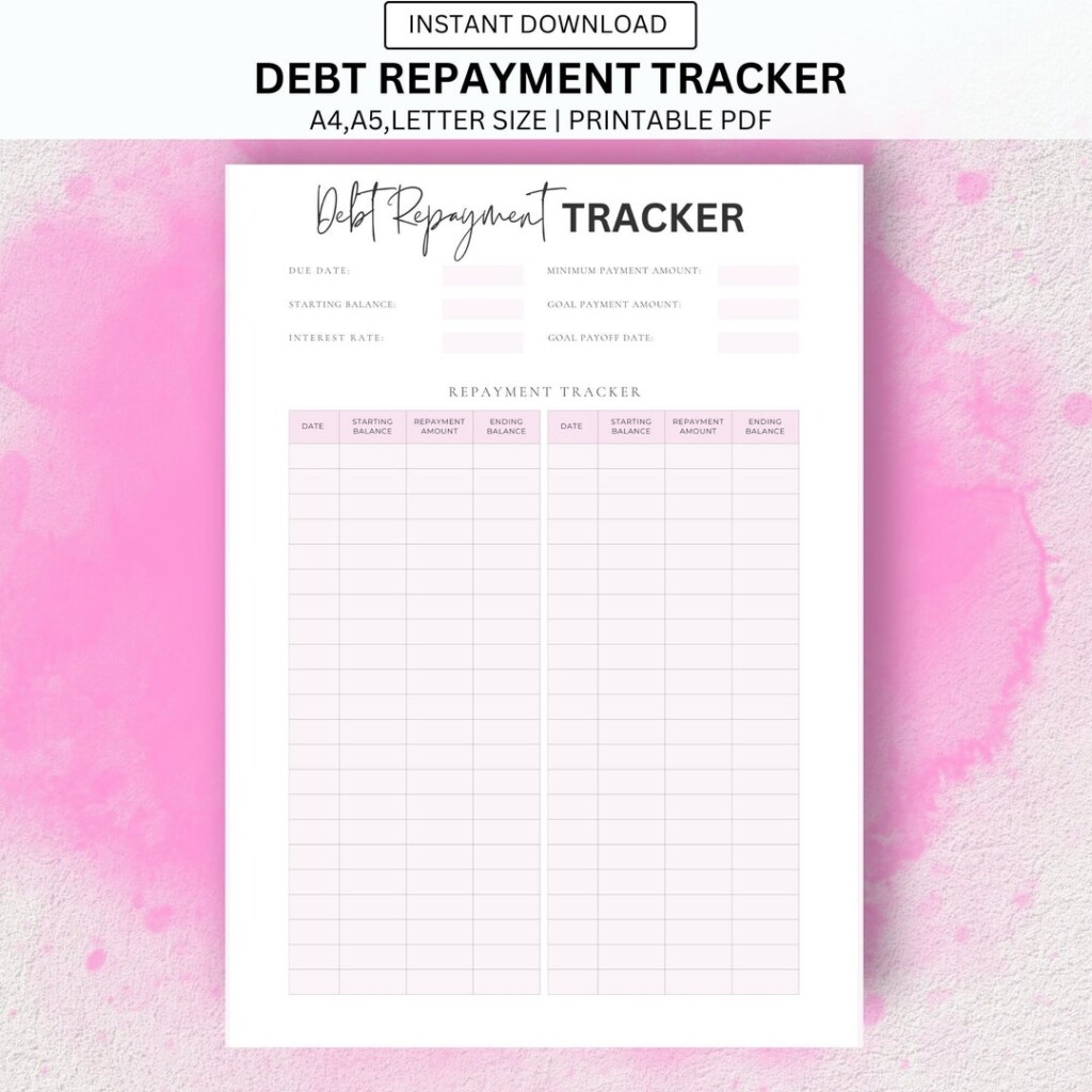 Debt Repayment Tracker Printable Pink Debt Payoff Tracker Debt 