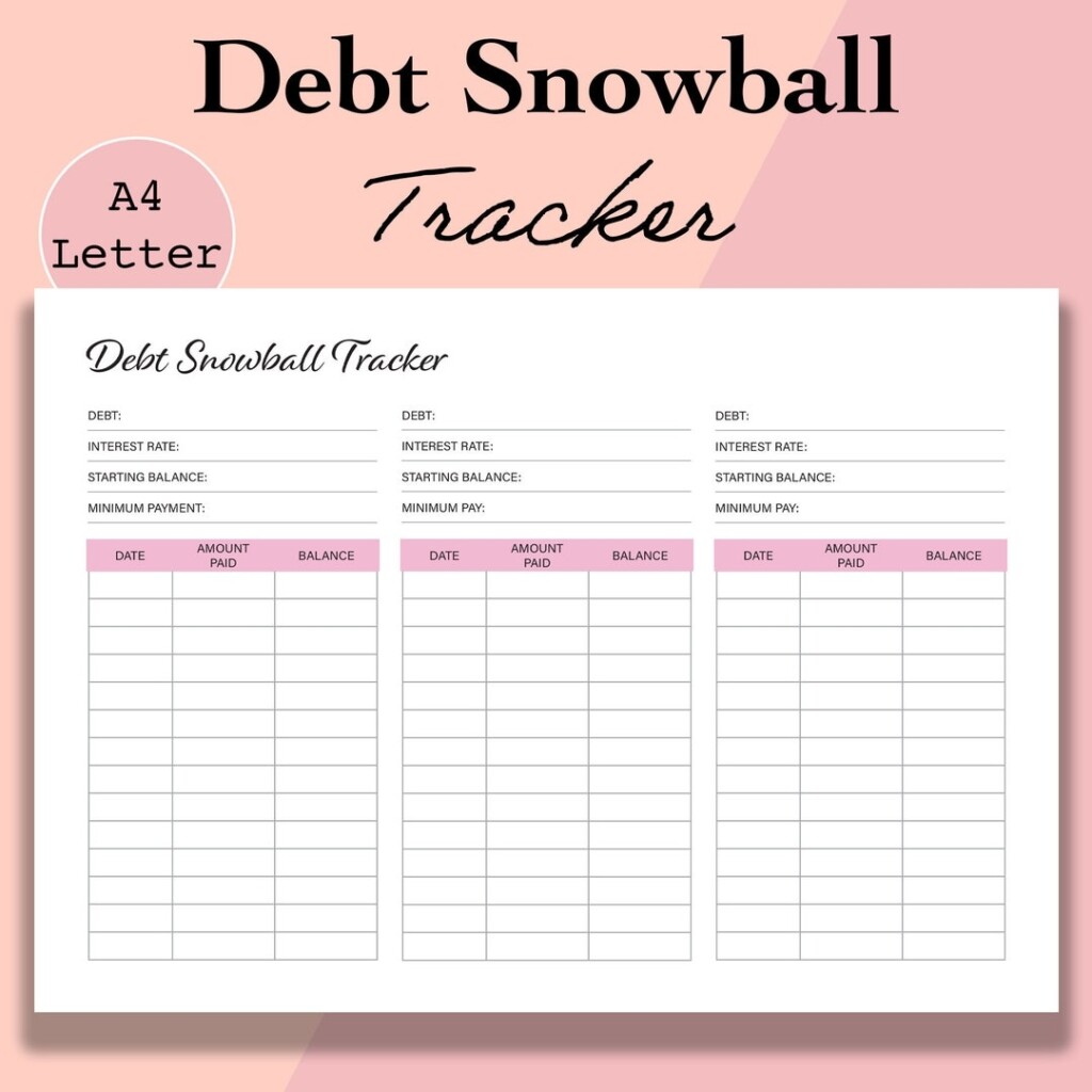 Debt Snowball Tracker Printable Debt Free Chart Debt Payoff Worksheet 