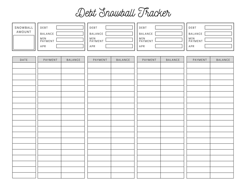 Debt Snowball Tracker Printable Debt Payment Worksheet Debt Payoff 