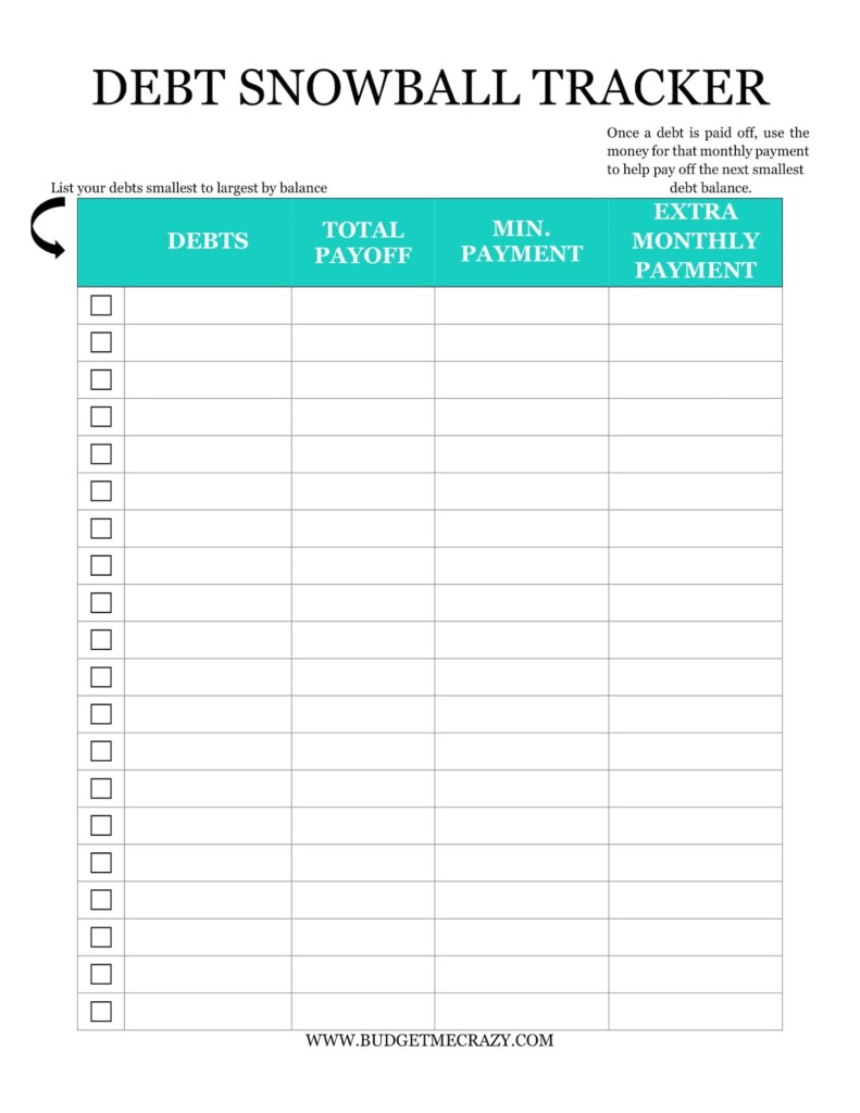 Debt Snowball Tracker Printable Etsy
