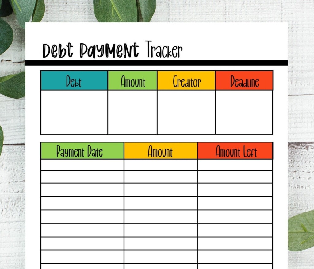 Debt Tracker Printable Colorful Debt Tracker Finance Etsy