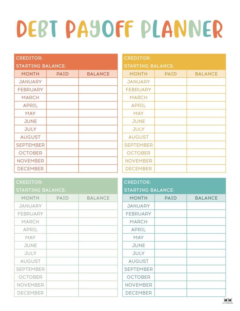 Debt Trackers Debt Snowball Worksheets 35 Pages PrintaBulk
