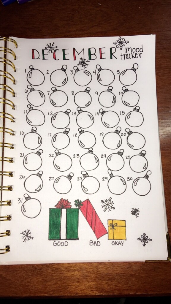 December Mood Tracker Printable