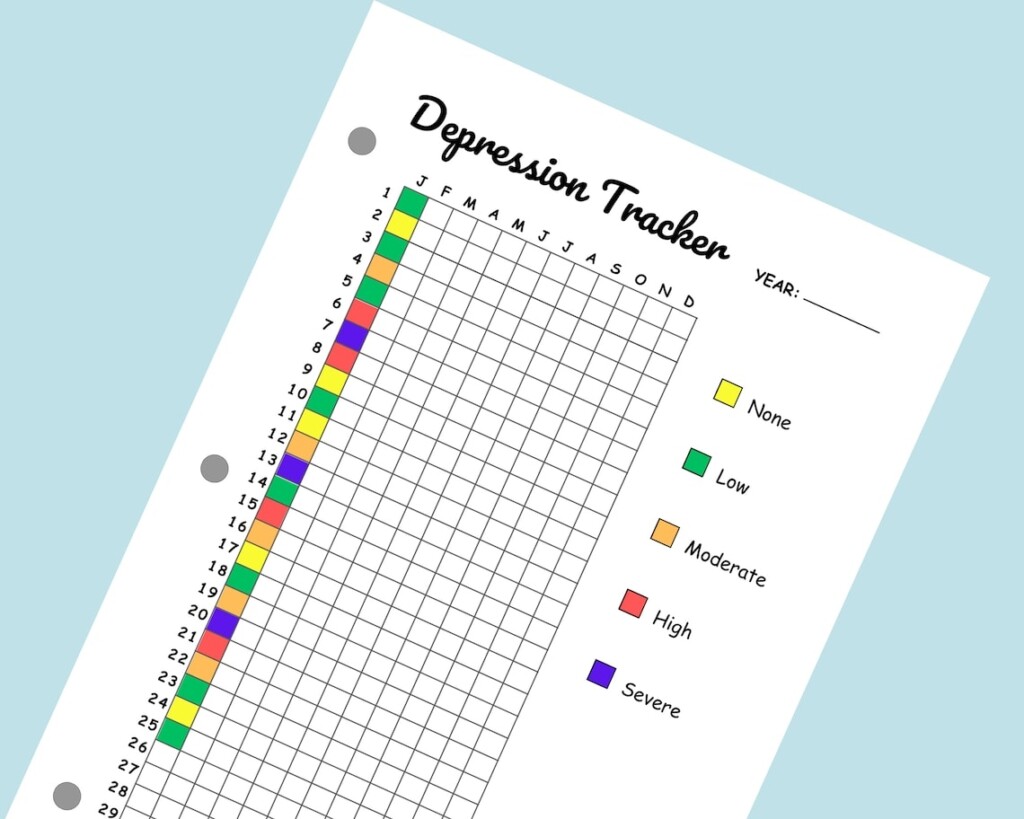 Depression Tracker Printable Depression Journal Anxiety Tracker Mood 