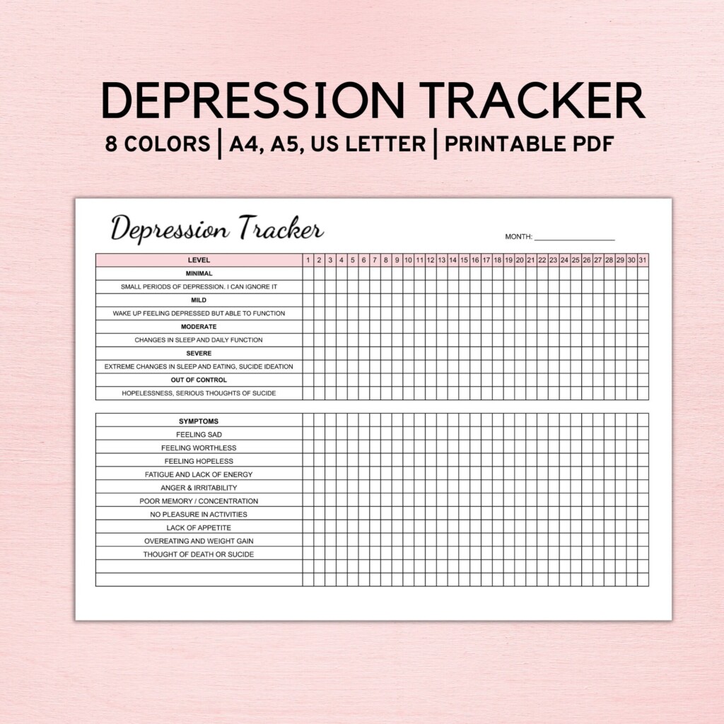 Depression Tracker Printable Depression Worksheet Anxiety Etsy