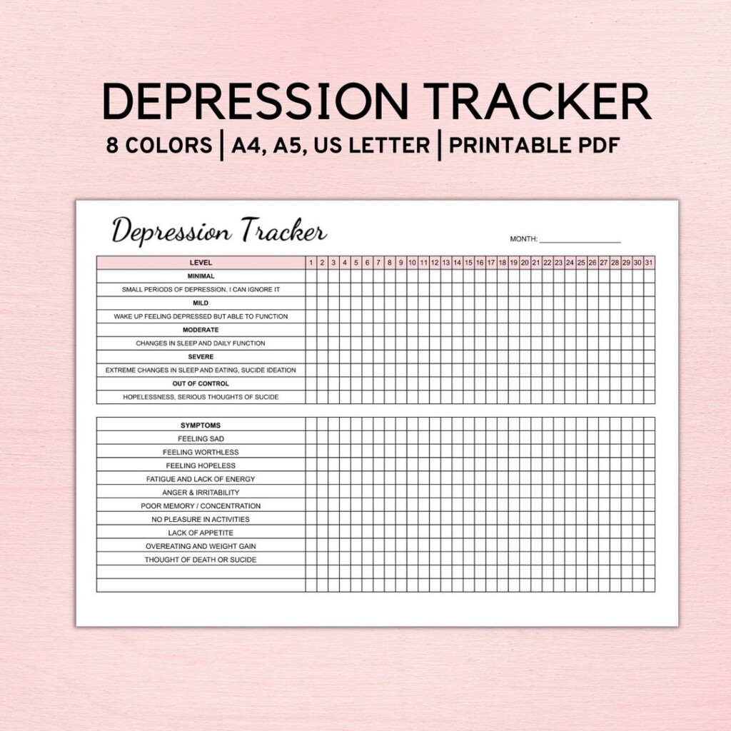 Depression Tracker Printable Depression Worksheet Anxiety Tracker 