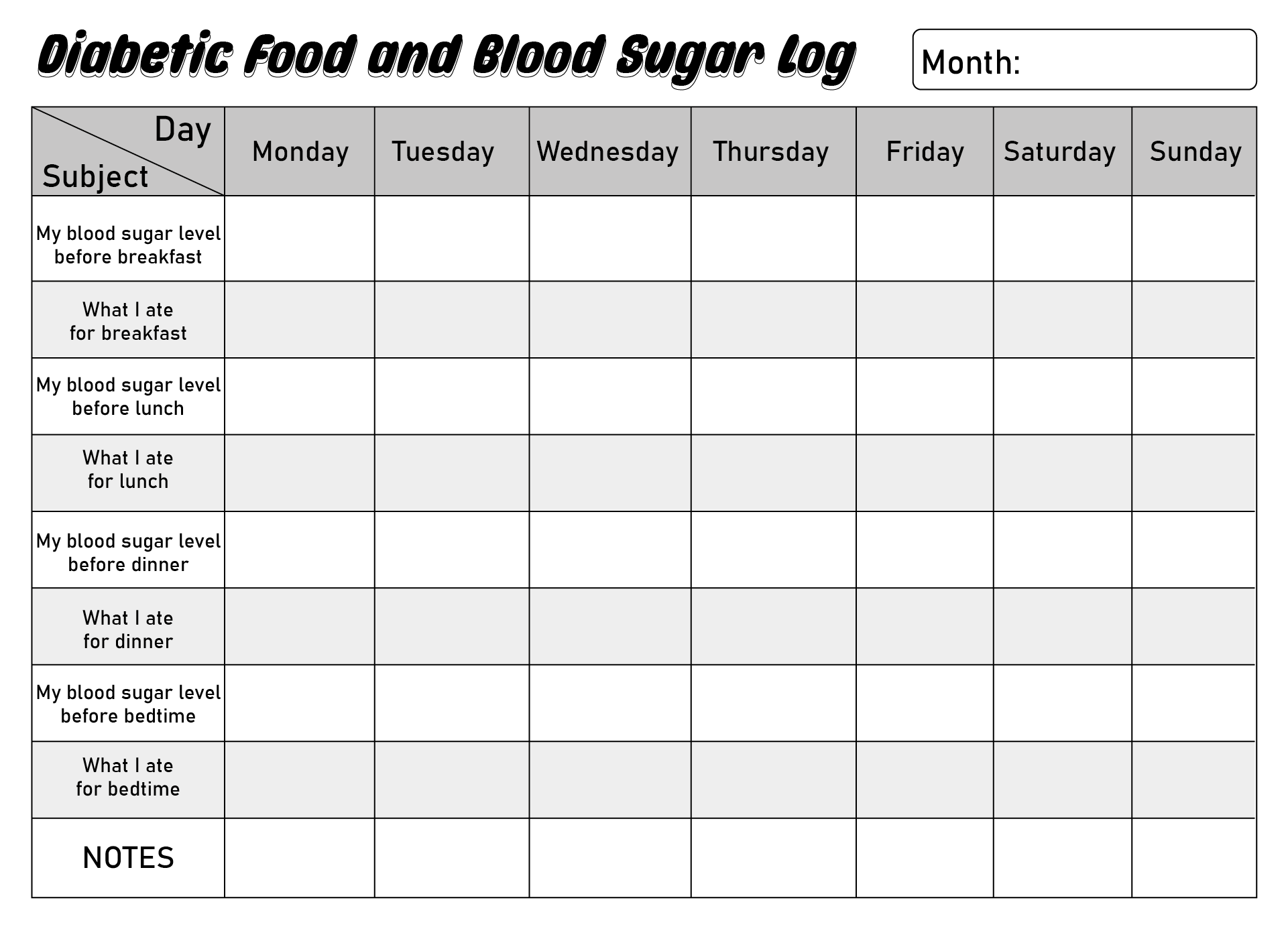 Diabetic Food Log Sheets 10 Free PDF Printables Printablee
