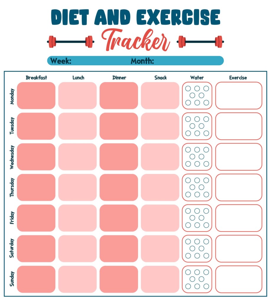 Diet And Exercise Log 12 Free PDF Printables Printablee