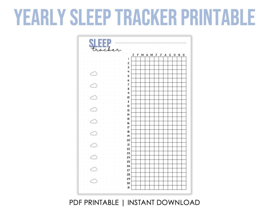 Digital Download Yearly Sleep Tracker BUJO Insert Bullet Journal 