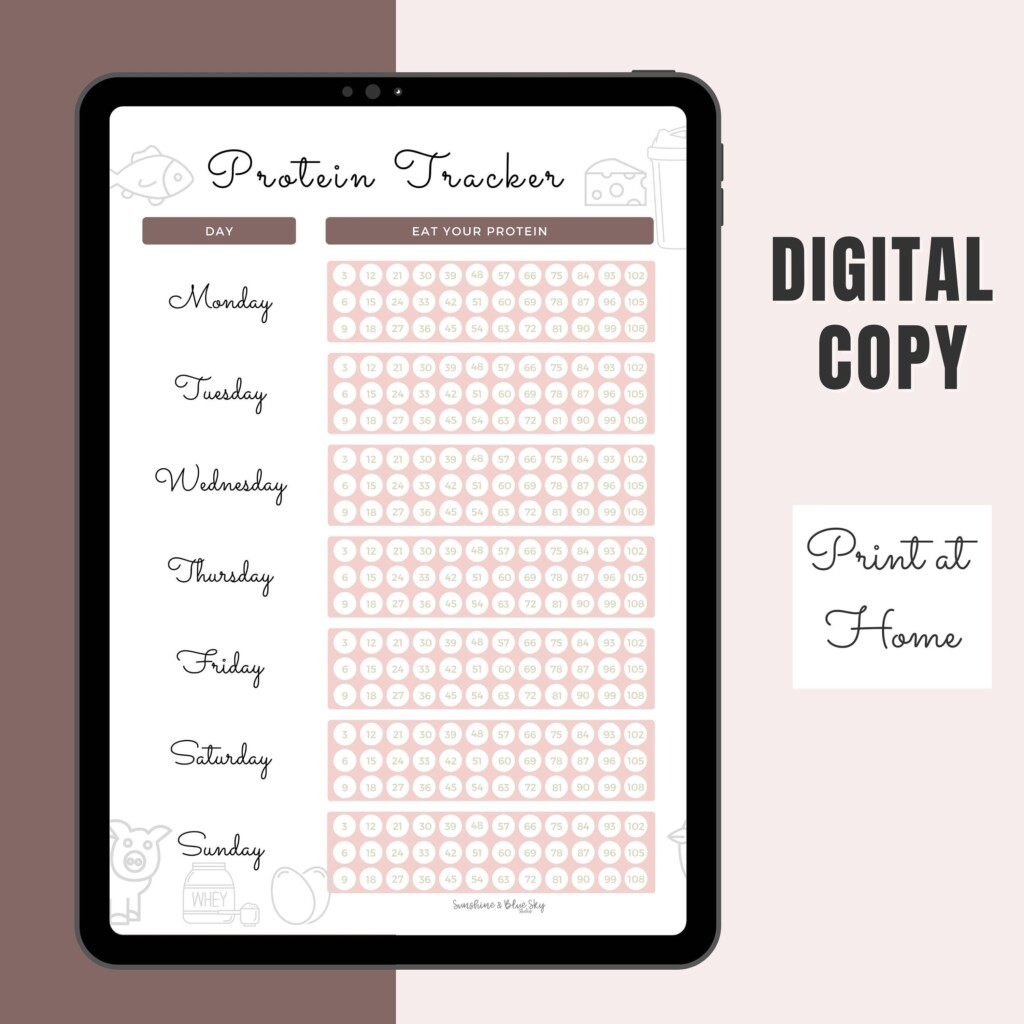Digital File PROTEIN TRACKER Printable Weightloss Habit Etsy
