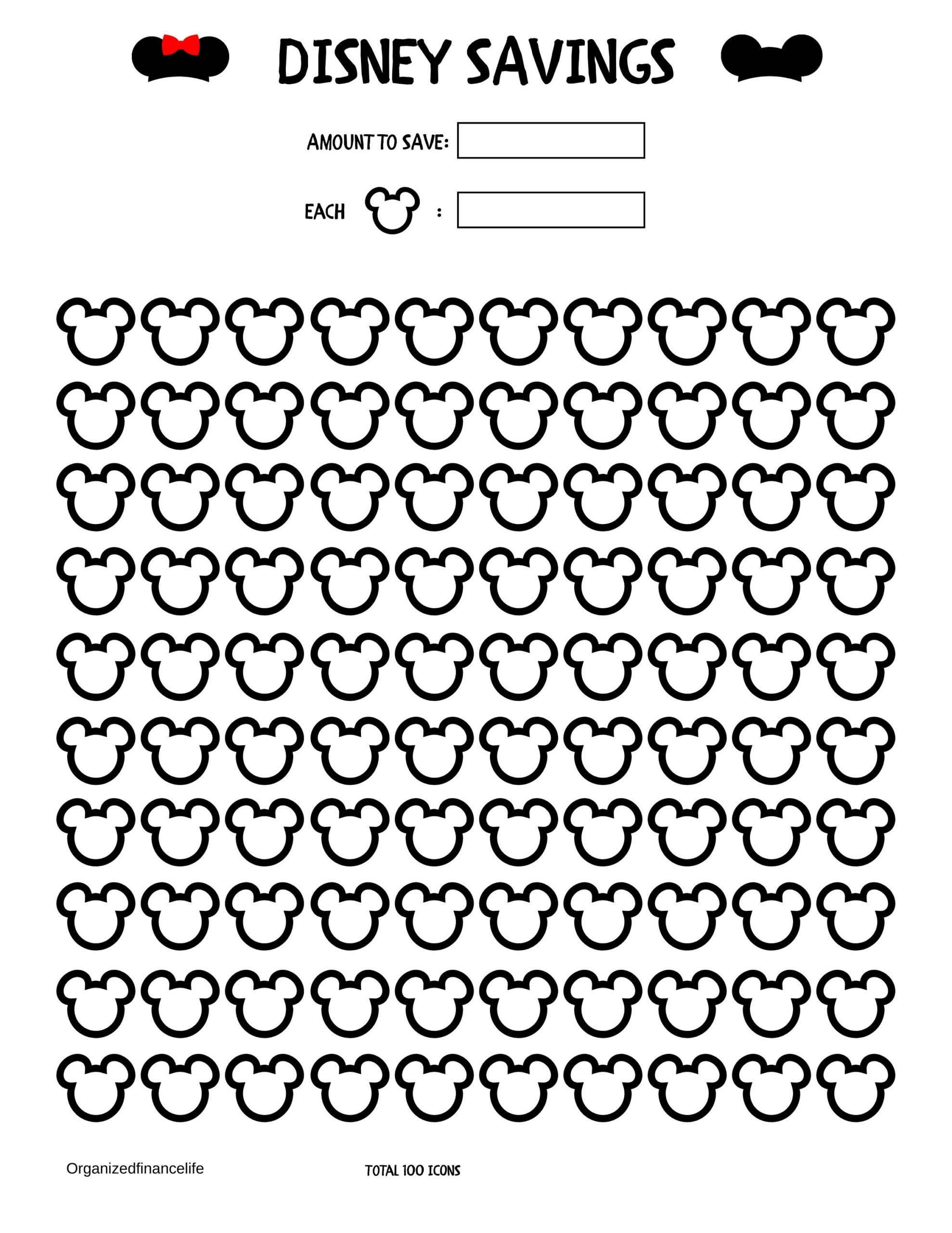 Disney Savings Tracker PDF Printable Disney Fund Disney Etsy
