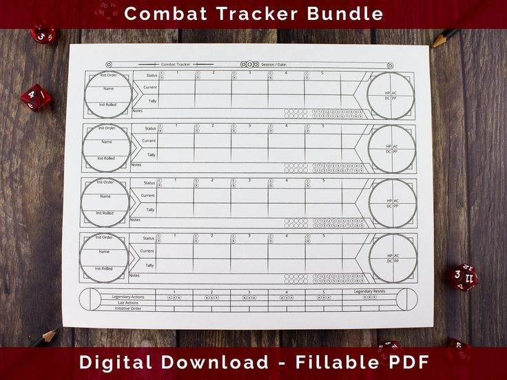 DND Combat Tracker For Dungeon Masters Digital Download Printable PDF D 