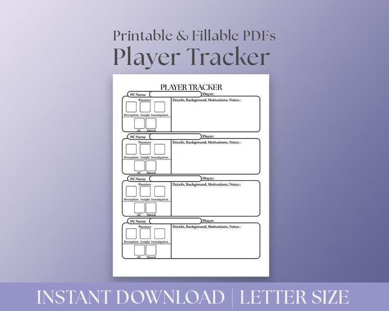 Dnd Player Tracker Dnd Printable Dnd Tracker DM Planner DM Notebook 