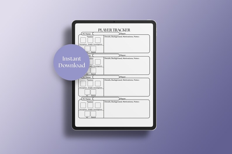 Dnd Player Tracker Dnd Printable Dnd Tracker DM Planner DM Notebook 