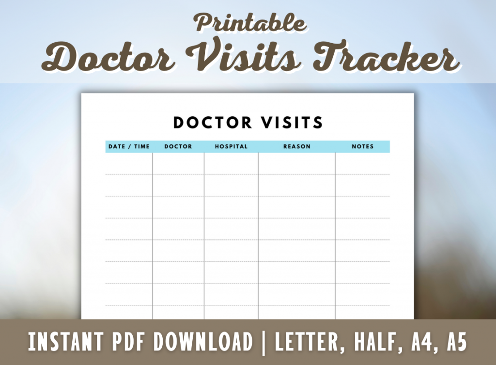 Doctors Visits Tracker Printable Boutique Printables