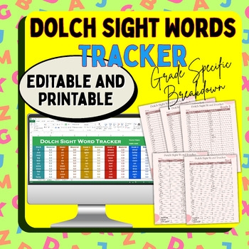 Dolch Sight Word Tracker Editable Excel Printable PDF By Mrs Ishu
